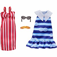 Barbie Fashions 2-Pack Clothing Set, 2 Outfits for Doll with 2 Dresses, and Accessories