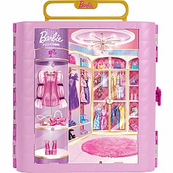 Barbie Closet with Spin & Style Feature, Vanity, Ottoman, 4 Fashions, 20+ Pieces, Portable Storage