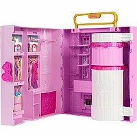 Barbie Closet with Spin & Style Feature, Vanity, Ottoman, 4 Fashions, 20+ Pieces, Portable Storage