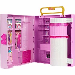 Barbie Closet with Spin & Style Feature, Vanity, Ottoman, 4 Fashions, 20+ Pieces, Portable Storage