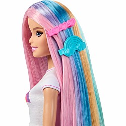 Barbie Rainbow Sparkle Hair Fashion Doll with Extra-Long Hair and 12 Styling Accessories