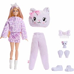 Barbie Cutie Reveal Doll & Accessories, Cuddly Series Kitten with 10 Surprises
