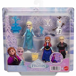 Disney Frozen Anna & Elsa Character Set with 4 Small Dolls & 4 Accessories Inspired by Movie