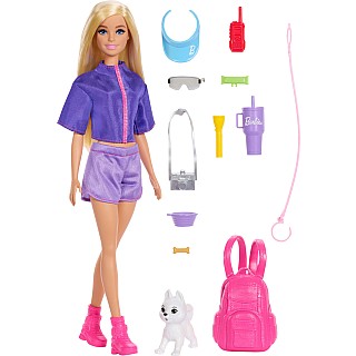 Barbie Signature “Malibu” Outdoor Adventures Fashion Doll with 10+ Camping-Themed Accessories Including Pet