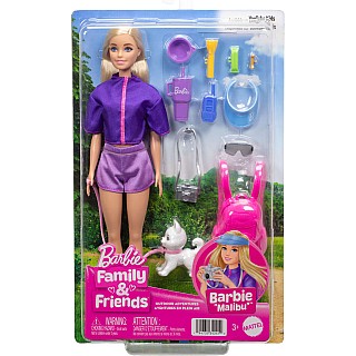 Barbie Signature “Malibu” Outdoor Adventures Fashion Doll with 10+ Camping-Themed Accessories Including Pet