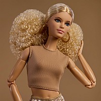 Barbie Signature Basics Collectible Doll, Model 07 with Blonde Hair in White Pants with Golden Print