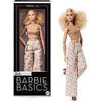 Barbie Signature Basics Collectible Doll, Model 07 with Blonde Hair in White Pants with Golden Print