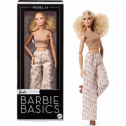Barbie Signature Basics Collectible Doll, Model 07 with Blonde Hair in White Pants with Golden Print