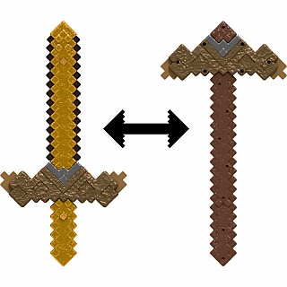 Minecraft Click & Switch Sword & Pick-Axe, Transforming Kid-Sized 2-in-1 Toy for Role-Play & Costumes