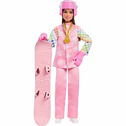 Barbie Careers Snowboarder Doll in Pink Jacket with 10+ Accessories Including Color-Change Snowboard