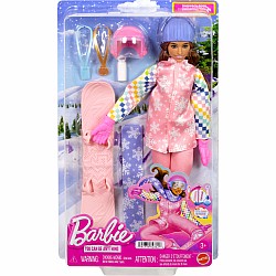 Barbie Careers Snowboarder Doll in Pink Jacket with 10+ Accessories Including Color-Change Snowboard