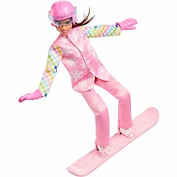 Barbie Careers Snowboarder Doll in Pink Jacket with 10+ Accessories Including Color-Change Snowboard