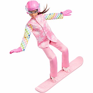 Barbie Careers Snowboarder Doll in Pink Jacket with 10+ Accessories Including Color-Change Snowboard