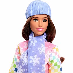 Barbie Careers Snowboarder Doll in Pink Jacket with 10+ Accessories Including Color-Change Snowboard