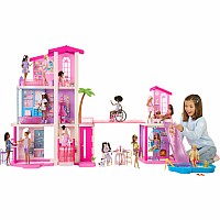 Barbie Dreamhouse Dollhouse, 2 Pools, 2 Slides, 2 Houses, Elevator with 3 Levels & 65+ Pieces Including Furniture & Accessories