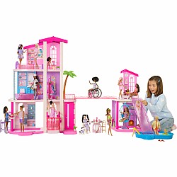 Barbie Dreamhouse Dollhouse, 2 Pools, 2 Slides, 2 Houses, Elevator with 3 Levels & 65+ Pieces Including Furniture & Accessories