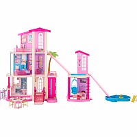 Barbie Dreamhouse Dollhouse, 2 Pools, 2 Slides, 2 Houses, Elevator with 3 Levels & 65+ Pieces Including Furniture & Accessories