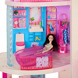 Barbie Dreamhouse Dollhouse, 2 Pools, 2 Slides, 2 Houses, Elevator with 3 Levels & 65+ Pieces Including Furniture & Accessories