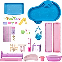 Barbie Dreamhouse Dollhouse, 2 Pools, 2 Slides, 2 Houses, Elevator with 3 Levels & 65+ Pieces Including Furniture & Accessories
