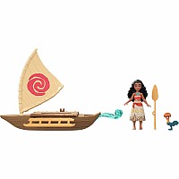 Mattel Disney Moana Boat Adventure Playset w/ Small Doll, Floating Boat, Heihei Friend Figure & Accessories