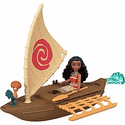 Mattel Disney Moana Boat Adventure Playset w/ Small Doll, Floating Boat, Heihei Friend Figure & Accessories