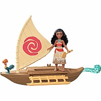 Mattel Disney Moana Boat Adventure Playset w/ Small Doll, Floating Boat, Heihei Friend Figure & Accessories