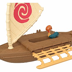 Mattel Disney Moana Boat Adventure Playset w/ Small Doll, Floating Boat, Heihei Friend Figure & Accessories