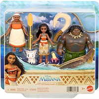 Mattel Disney Moana Character Set with 3 Small Dolls, 2 Animal Friends & 2 Accessories, Inspired by Movie