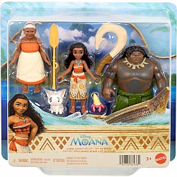 Mattel Disney Moana Character Set with 3 Small Dolls, 2 Animal Friends & 2 Accessories, Inspired by Movie
