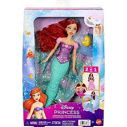 Disney Princess Ariel Human to Mermaid Transforming Fashion Doll with Flounder & 2 Accessories