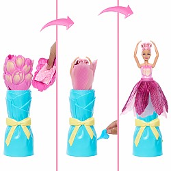 Barbie Petal Pop Scented Fashion Doll with Pink Tulip Dress, Reveal Accessories like Bunny & More
