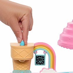 Barbie Chelsea Club Ice Cream Shop Playset with Doll, 2 Dough Colors, and Accessories