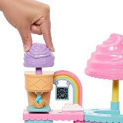 Barbie Chelsea Club Ice Cream Shop Playset with Doll, 2 Dough Colors, and Accessories