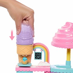 Barbie Chelsea Club Ice Cream Shop Playset with Doll, 2 Dough Colors, and Accessories