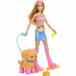 Barbie Pets Skate and Run Pup Blonde Doll with Puppy, Skates, and Accessories
