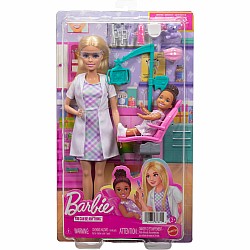 Barbie Careers Dentist Playset with Blonde Fashion Doll, Small Doll, Examination Chair & Accessories
