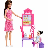 Barbie Careers Teacher Playset with Fashon Doll, Toddler Doll, Classroom Board & Accessories