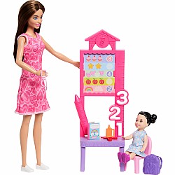 Barbie Careers Teacher Playset with Fashon Doll, Toddler Doll, Classroom Board & Accessories