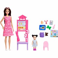 Barbie Careers Teacher Playset with Fashon Doll, Toddler Doll, Classroom Board & Accessories