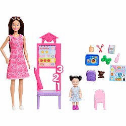 Barbie Careers Teacher Playset with Fashon Doll, Toddler Doll, Classroom Board & Accessories