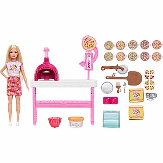 Barbie Pizza Shop Playset with Blonde Doll, Pizza Making Station, 25 Accessories