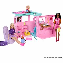 Barbie Dream Land Road Trip Camper with 4 Areas of Play, 20 Pieces, Smores, and Puppy