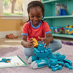 MEGA BLOKS Fisher-Price Build & Chomp Dinosaur T-Rex Block Toy with Rolling Wheels (25 Pieces) for Kids