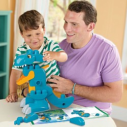 MEGA BLOKS Fisher-Price Build & Chomp Dinosaur T-Rex Block Toy with Rolling Wheels (25 Pieces) for Kids