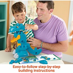 MEGA BLOKS Fisher-Price Build & Chomp Dinosaur T-Rex Block Toy with Rolling Wheels (25 Pieces) for Kids