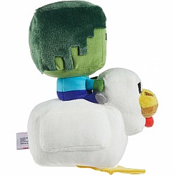 Minecraft Plush Zombie Chicken Jockey Toy, 8-inch Soft Doll Inspired by the Video Game Character