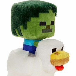 Minecraft Plush Zombie Chicken Jockey Toy, 8-inch Soft Doll Inspired by the Video Game Character