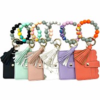 Wallet Wristlet Silicone Bead Tassel Keychains