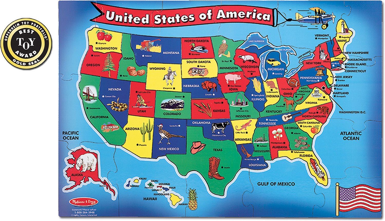 U.S. Map Floor 51 pc - Melissa & Doug - Dancing Bear Toys