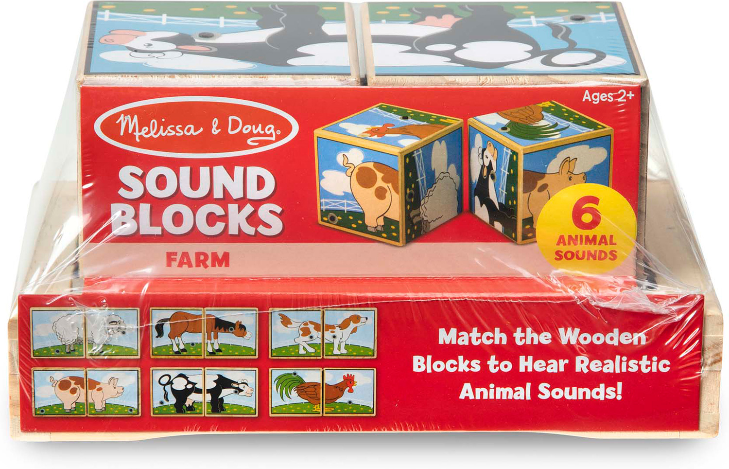 Melissa & Doug Farm Sound Blocks Wooden Sorting Toy 1196 for sale online 